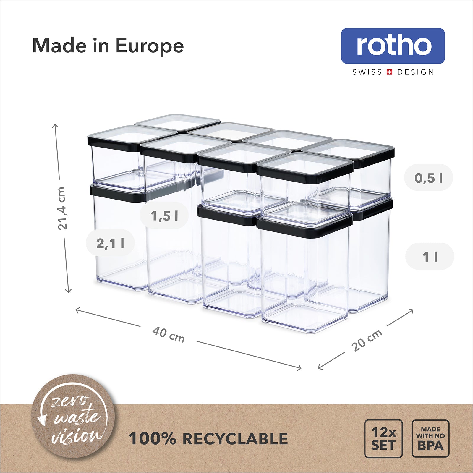 rotho-loft-vorratsdosen-set-12-tlg-transparent-wei-luftdicht image 4