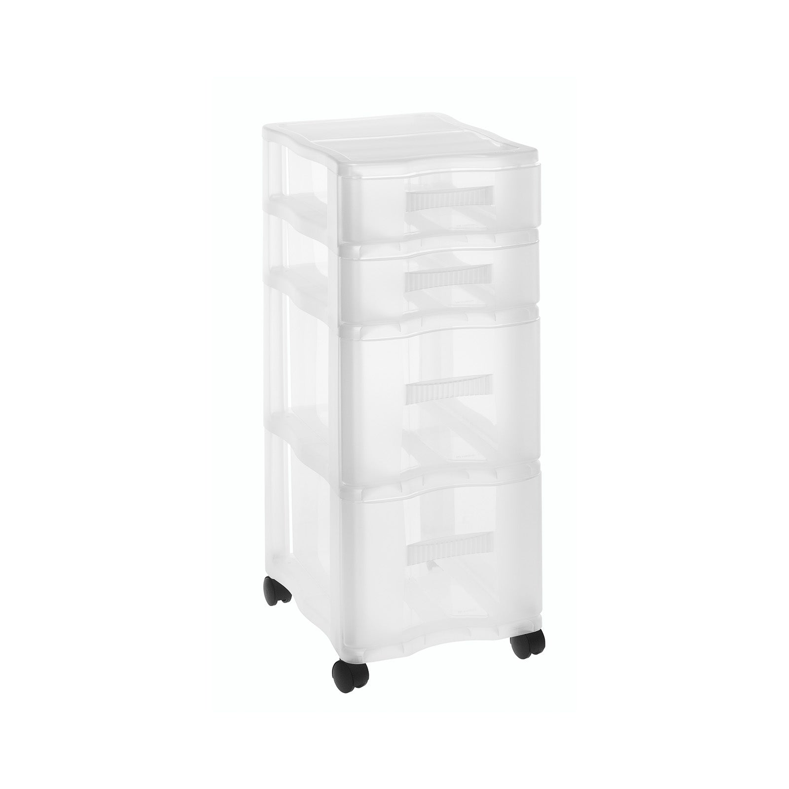 rotho-quadrix-schubladenturm-din-a4-4-schubladen-transparent-rollen image 1