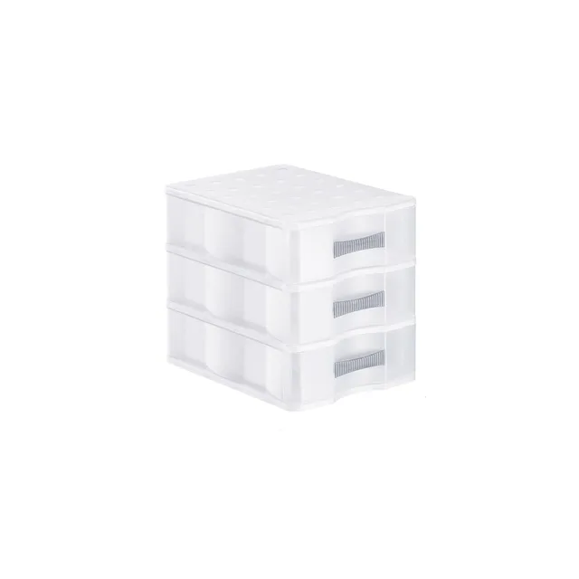 rotho-quadrix-schubladenbox-a5-3-sch-be-transparent-stapelbar image 1