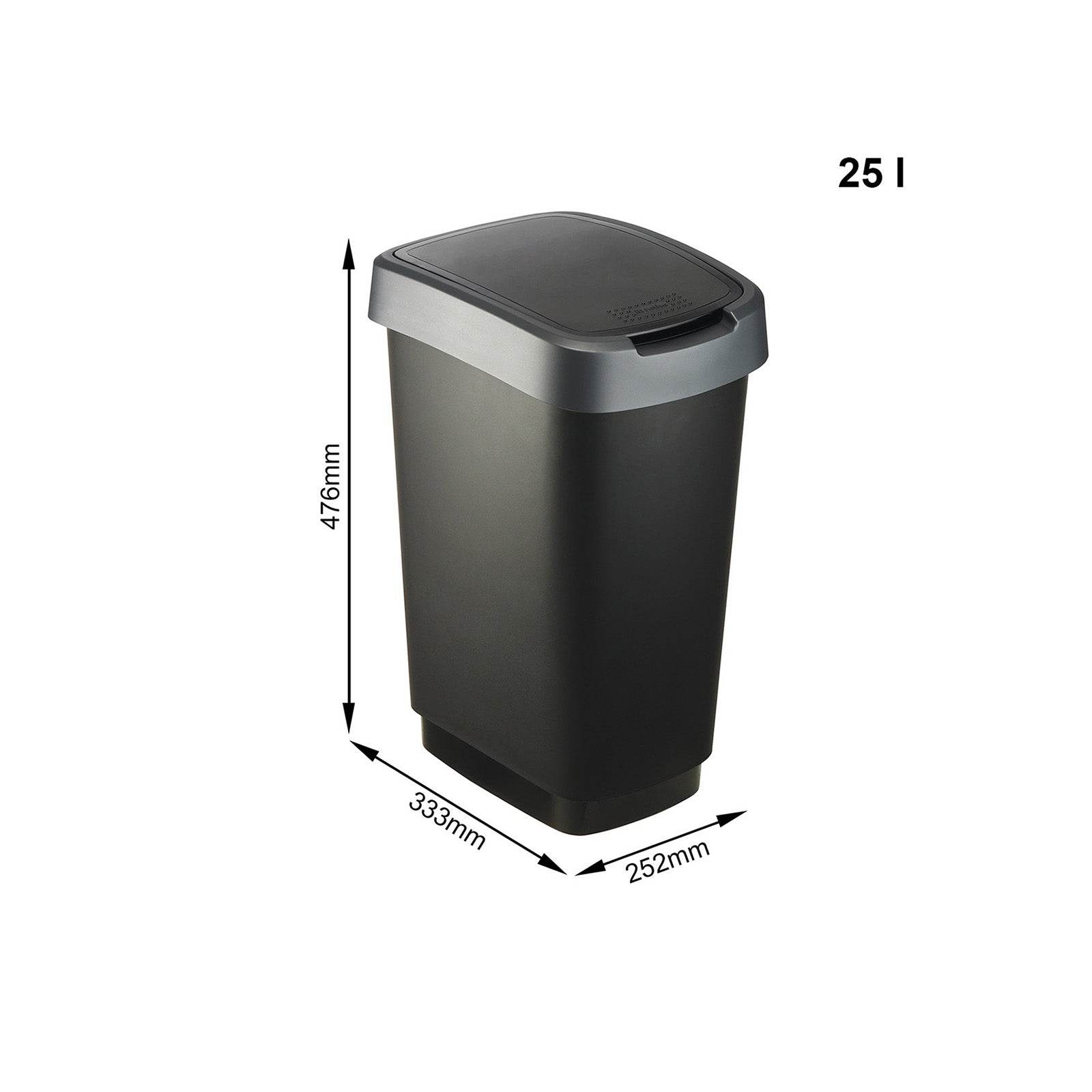 rotho-twist-m-lleimer-set-3tlg-50-25-10l-dunkelsilber-swingeimer image 4