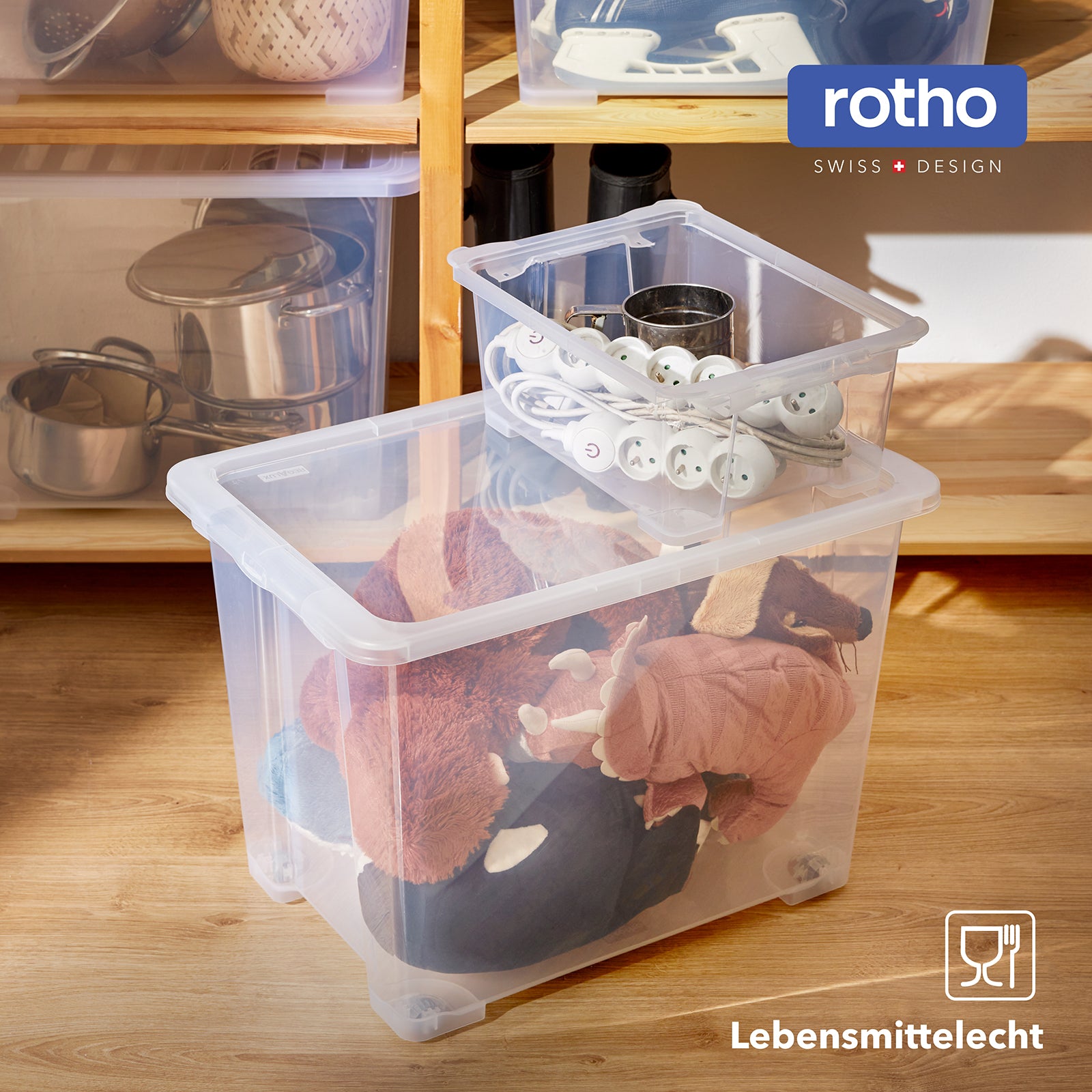 rotho-core-basic-box-65l-aufbewahrungsbox-4er-set-transparent image 7