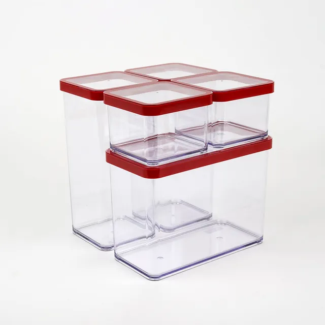 rotho-loft-vorratsdosen-5er-set-transparent-rot-aromadicht-2 image 1