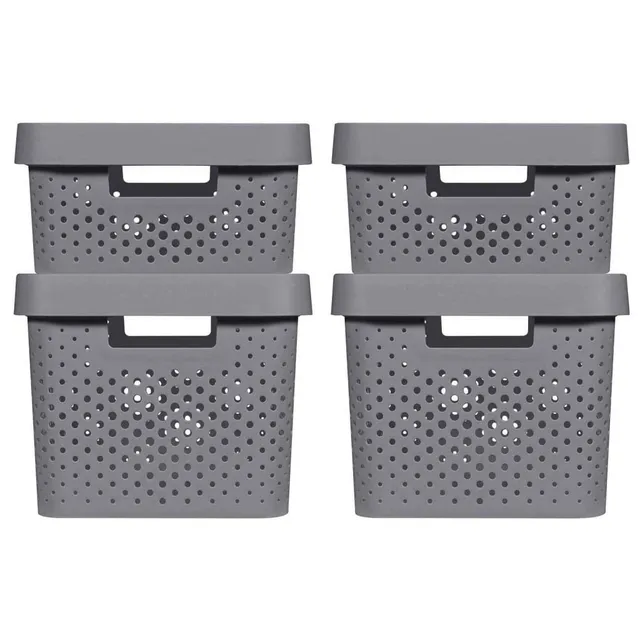 curver-infinity-dots-boxen-11l-17l-dunkelgrau-aufbewahrungsbox-set image 1