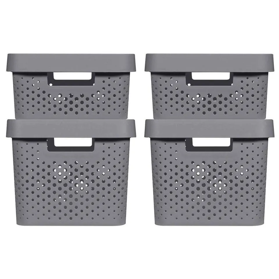 curver-infinity-dots-boxen-11l-17l-dunkelgrau-aufbewahrungsbox-set image 1
