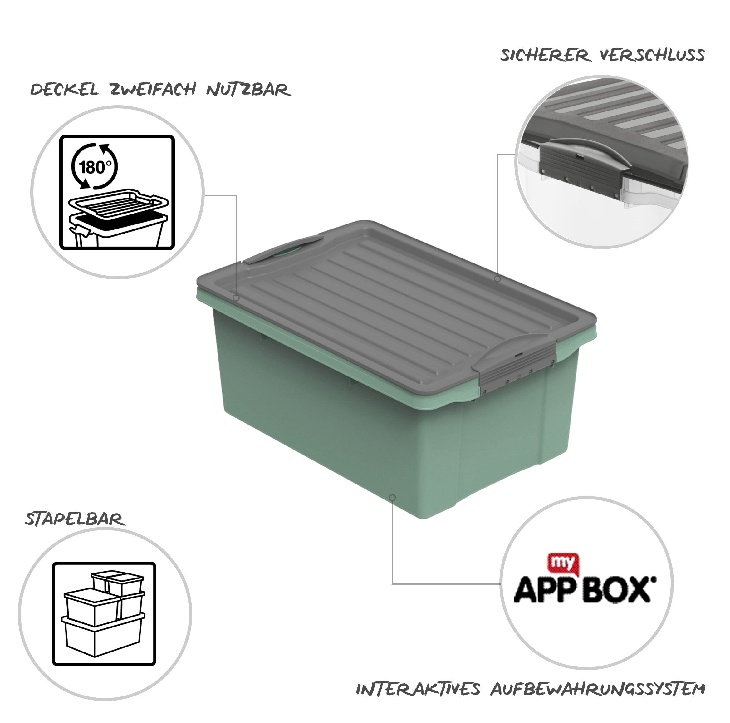 rotho-compact-stapelbox-a4-13-l-gr-n-aufbewahrungsbox image 7