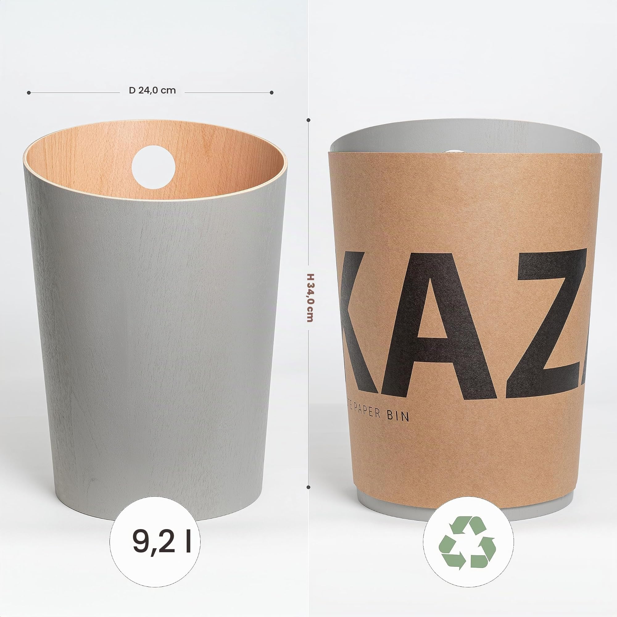 kazai-bennet-papierkorb-9-2l-hellgrau-holz image 7