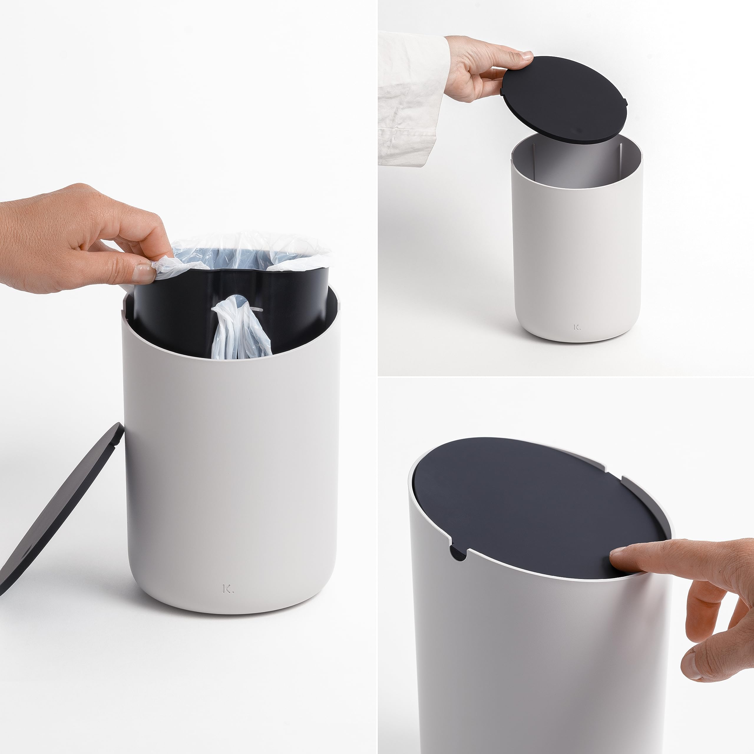 kazai-kosmetikeimer-tove-1-5l-taupe-schwarz-schwingdeckel image 2