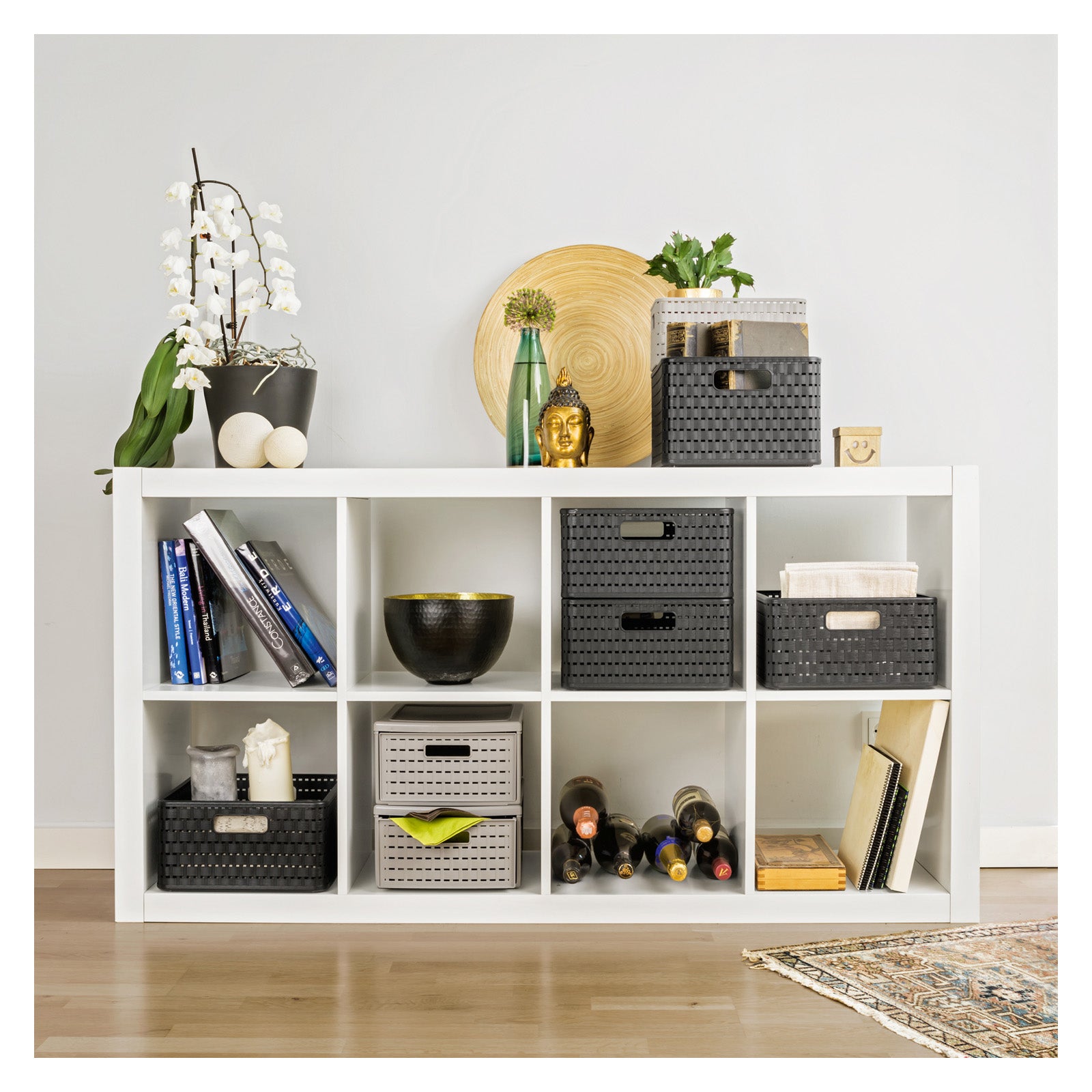 rotho-country-deckel-a4-aufbewahrungsbox-anthrazit-rattan-optik image 5