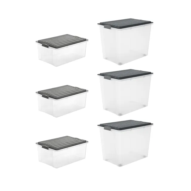rotho-compact-aufbewahrungsbox-6er-set-38l-70l-schwarz image 1