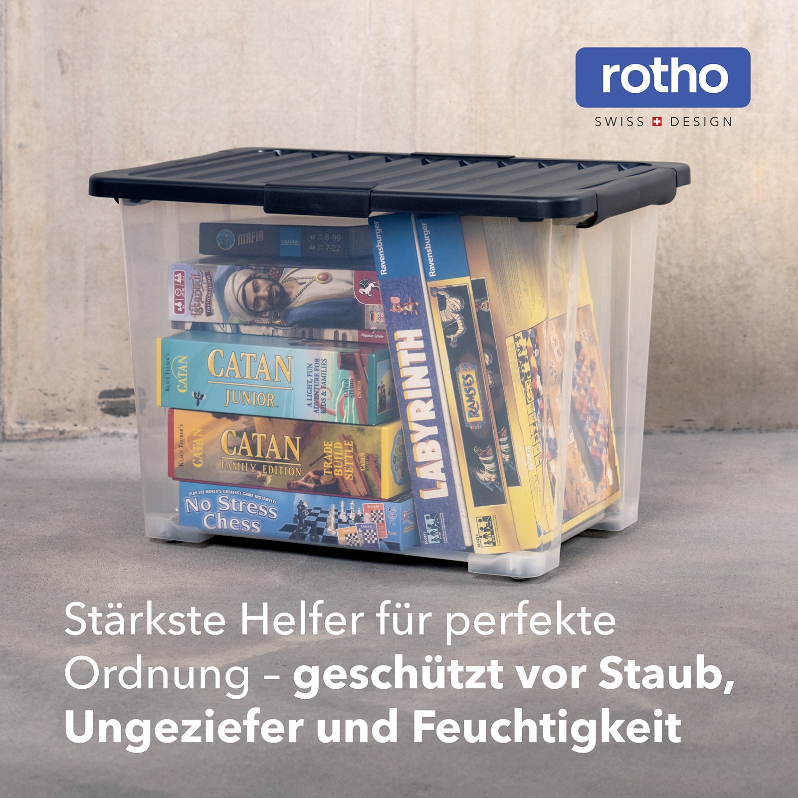 rotho-core-pro-box-65l-mit-deckel-rollen-4er-set-schwarz-stapelbar image 2