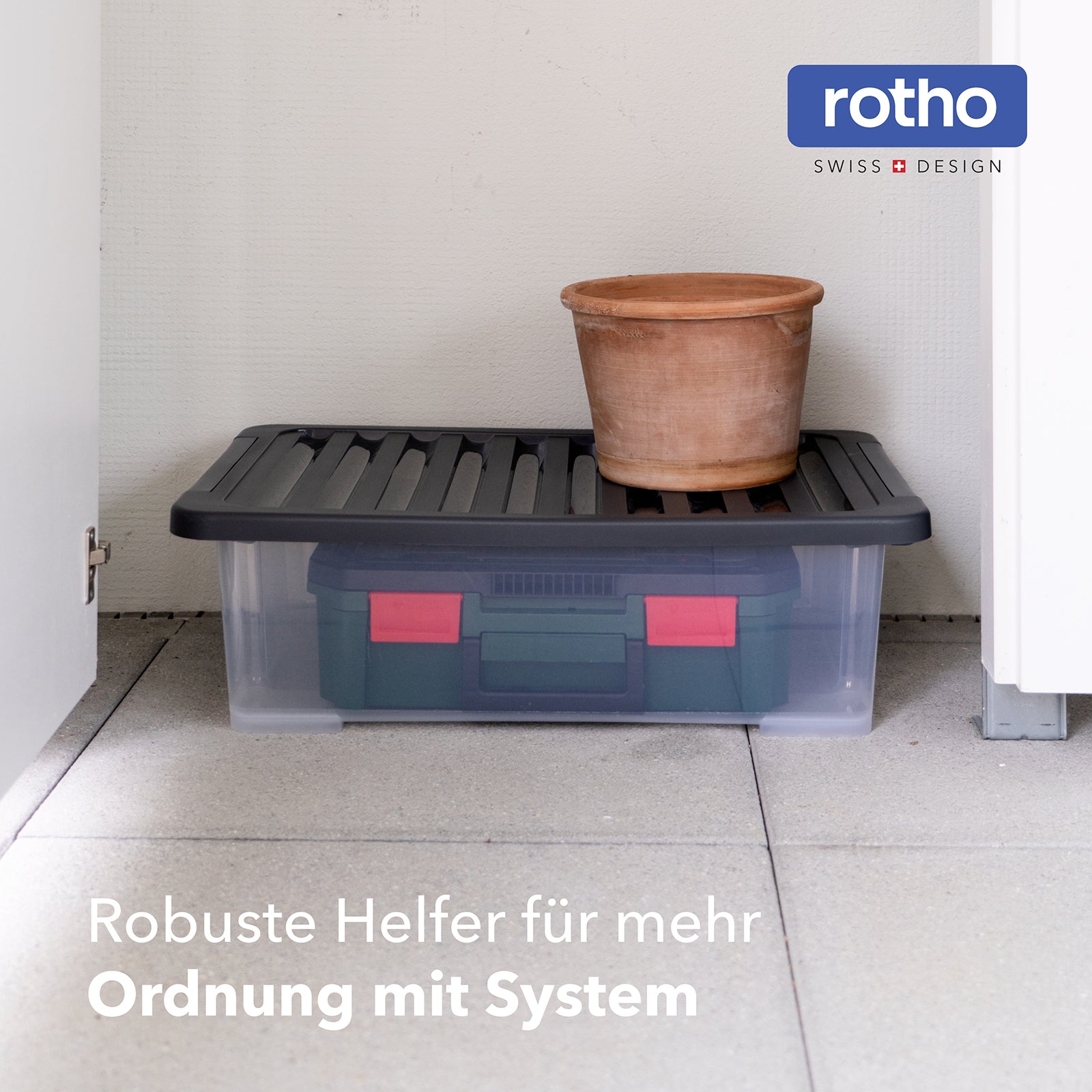 rotho-core-plus-boxen-set-30-l-4-tlg-schwarz-stapelbar image 2