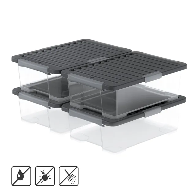 rotho-core-pro-boxen-set-30-l-4-teilig-holzkohle-stapelbar image 1