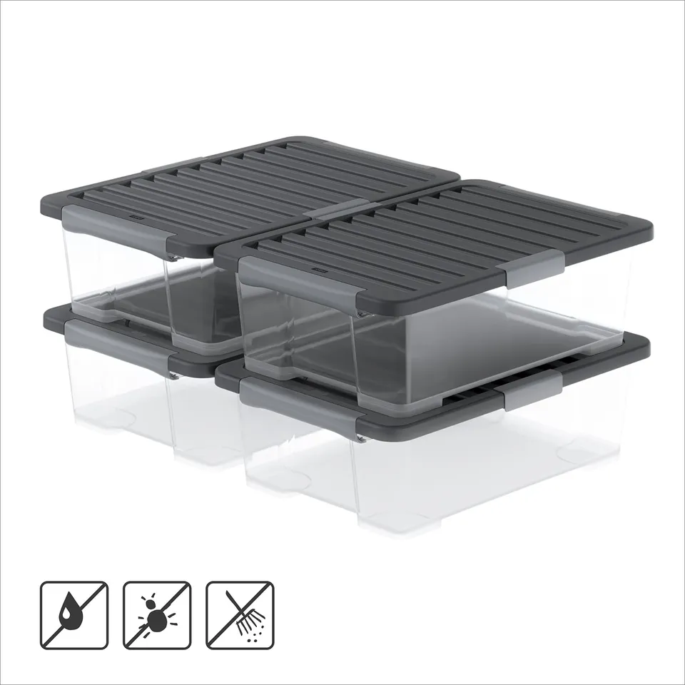 rotho-core-pro-boxen-set-30-l-4-teilig-holzkohle-stapelbar image 1