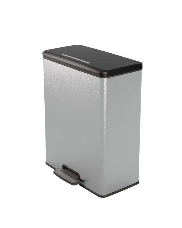 curver-decobin-m-lleimer-65l-silber-metallic-treteimer-edelstahloptik image 1