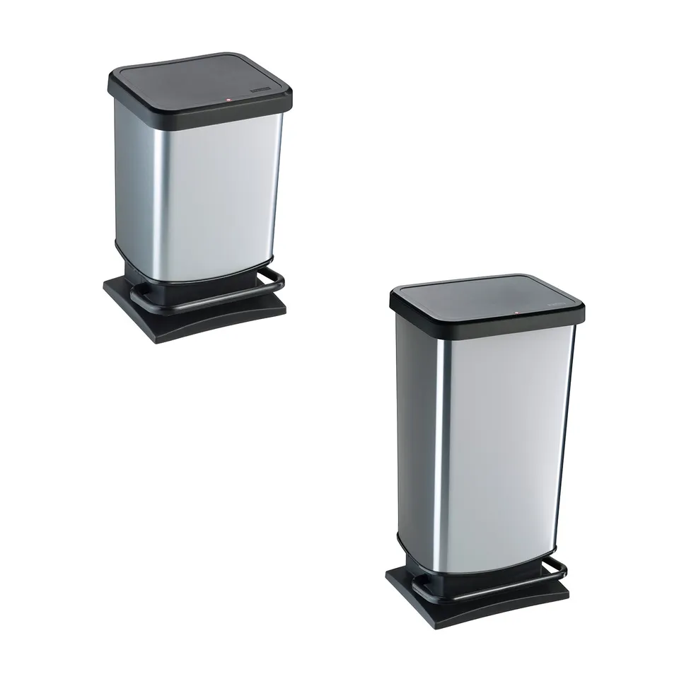 rotho-paso-treteimer-set-20-l-40-l-silber-metallic image 1