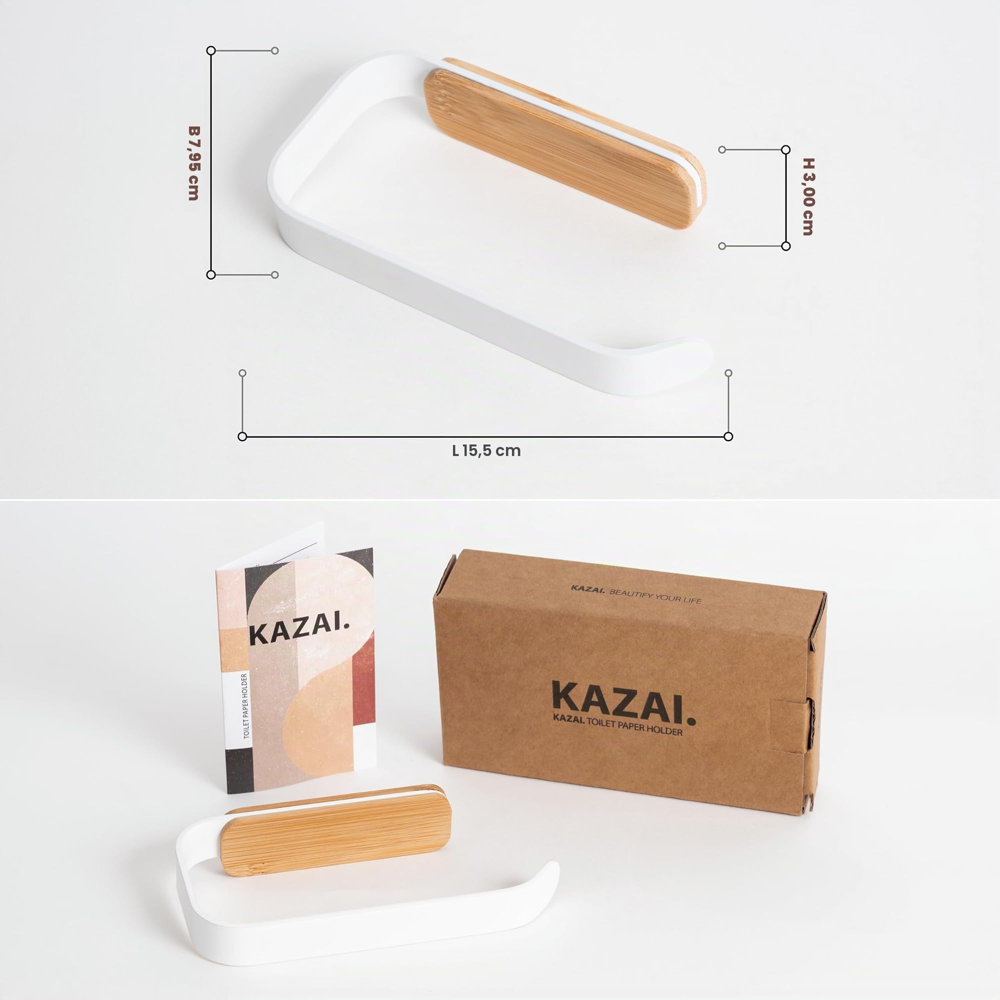 kazai-leif-toilettenpapierhalter-wei-matt-ohne-bohren-bambus image 7