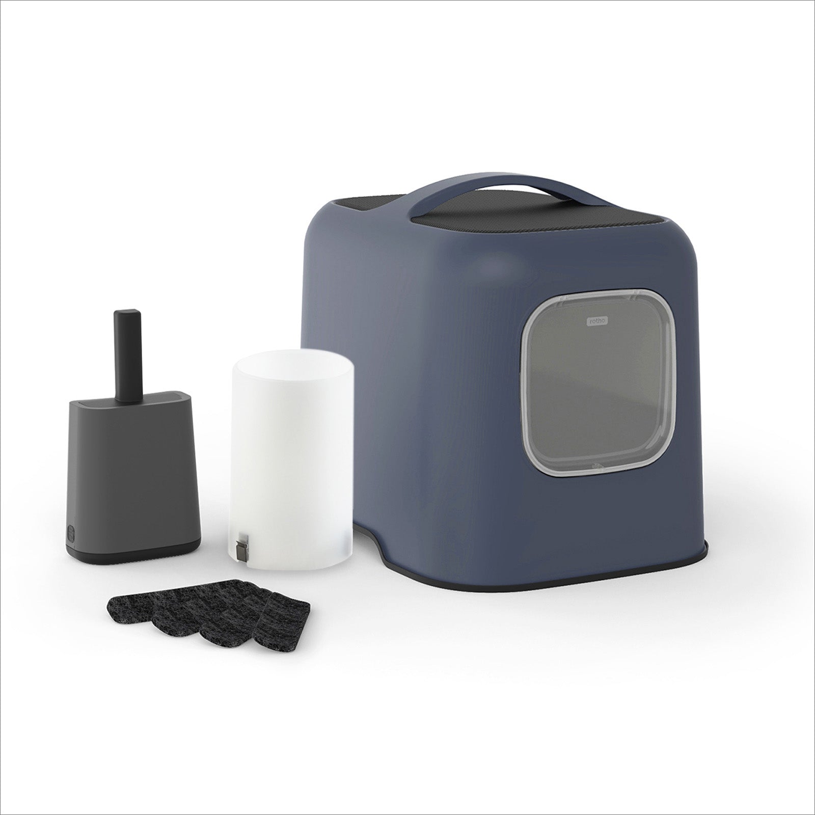 rotho-bea-splashguard-pro-katzentoilette-navy-blue-mit-haube image 1