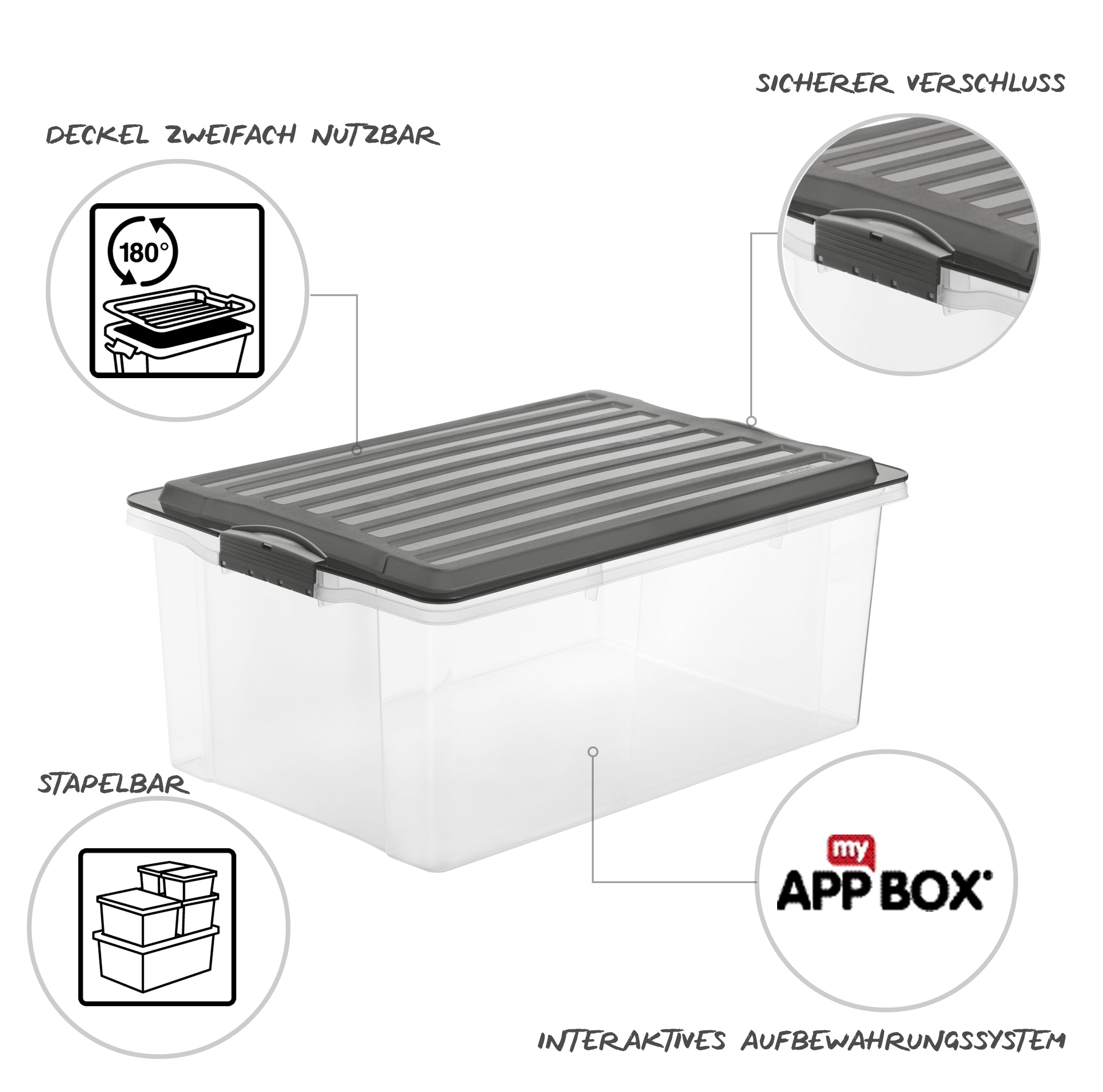 rotho-compact-3er-set-box-38-l-aufbewahrungsbox-anthrazit-stapelbar image 6