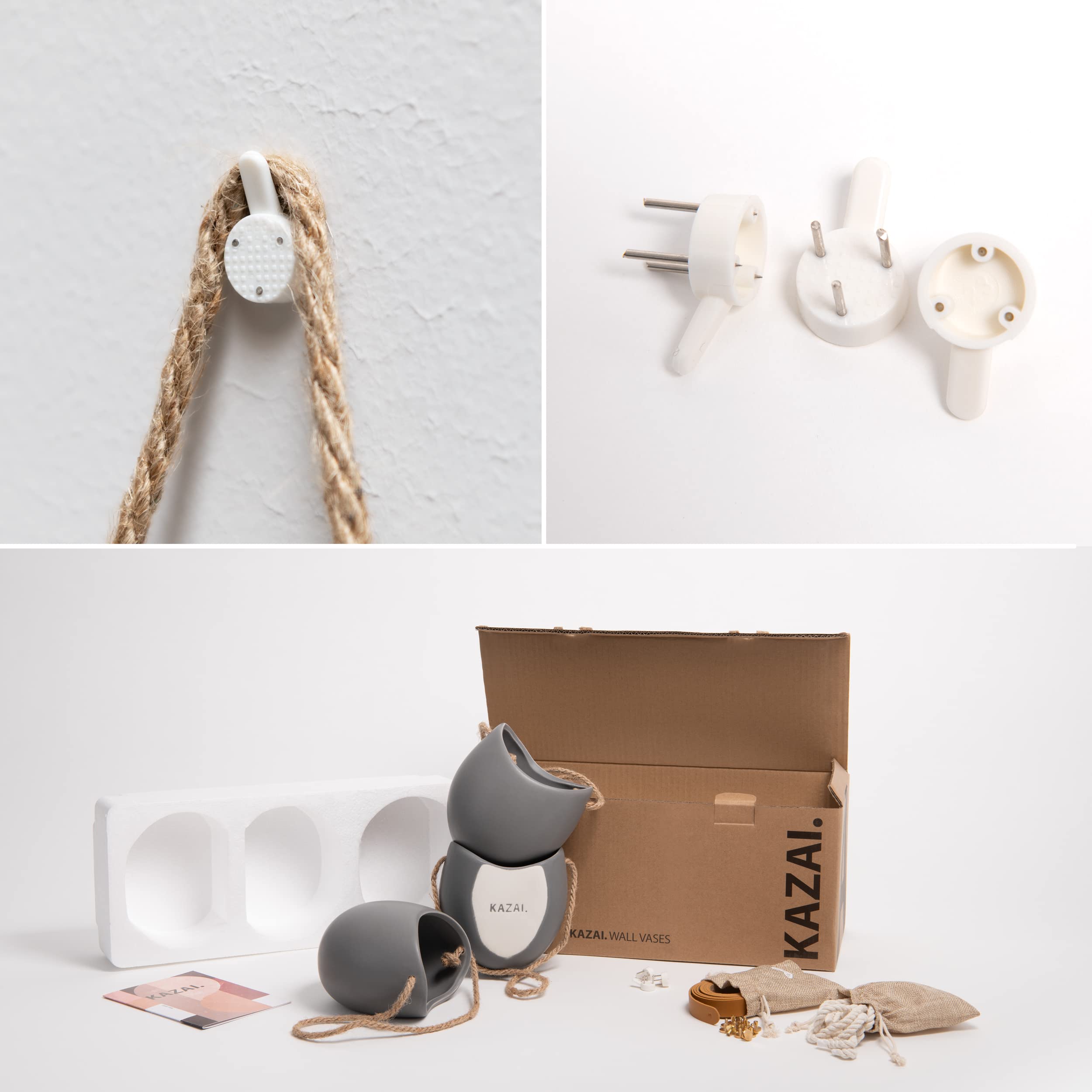 kazai-ellie-wandvasen-keramik-3er-set-grau-matt-h-ngetopf image 6