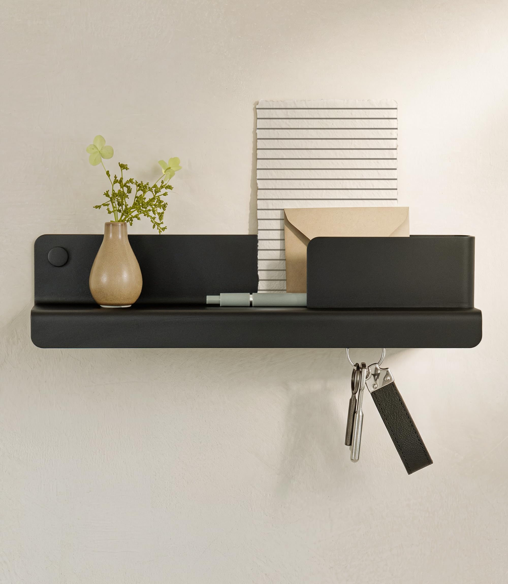 kazai-holmsen-schl-sselbrett-schwarz-33cm-mit-ablage image 1