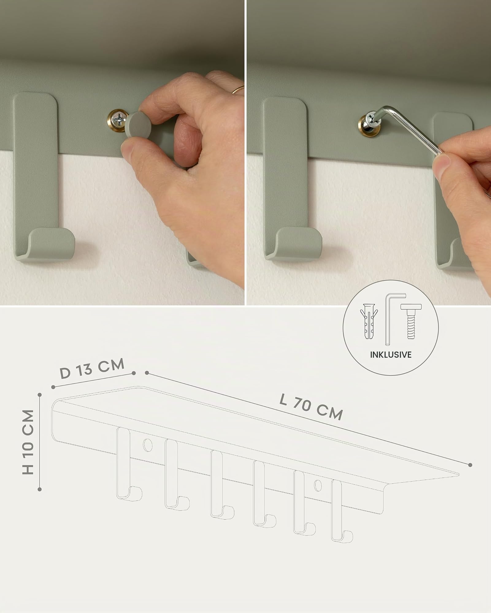 kazai-holmsen-wandgarderobe-metall-olivegr-n-mit-ablage image 4