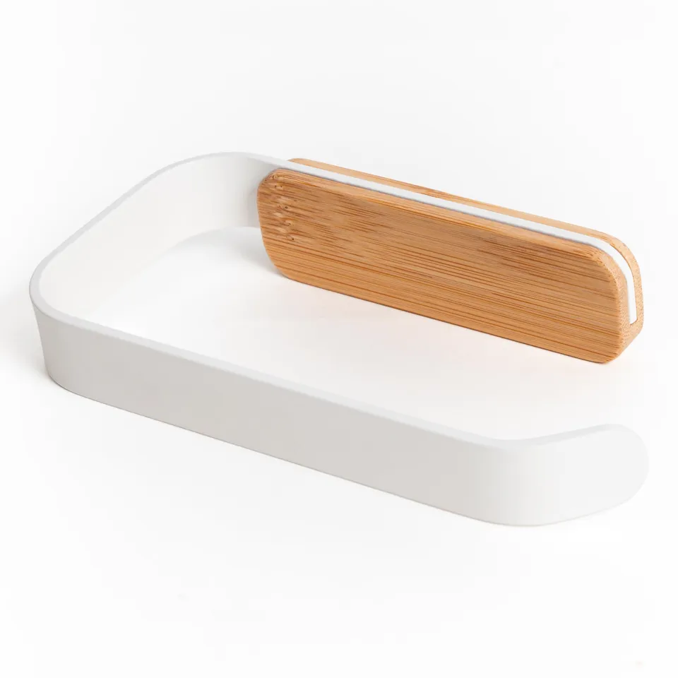 kazai-leif-toilettenpapierhalter-wei-matt-ohne-bohren-bambus image 1