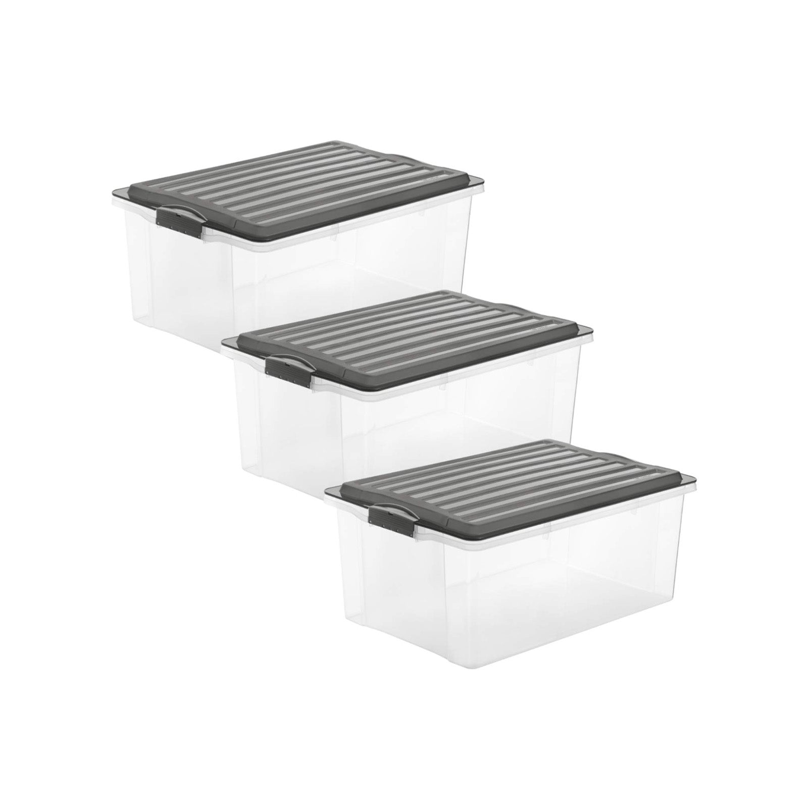 rotho-compact-3er-set-box-38-l-aufbewahrungsbox-anthrazit-stapelbar image 1
