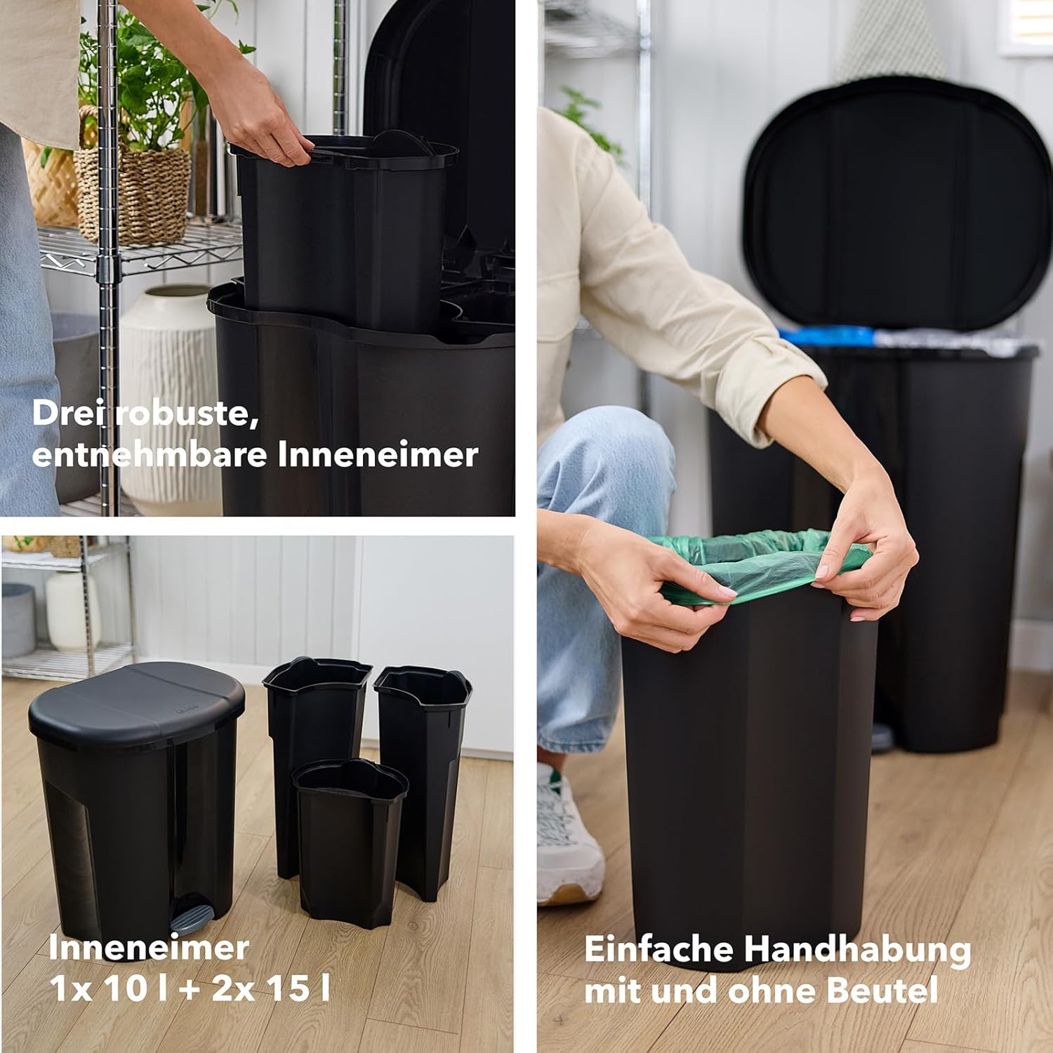 rotho-trio-abfalleimer-m-lltrennsystem-schwarz-40-l-mit-pedal image 7