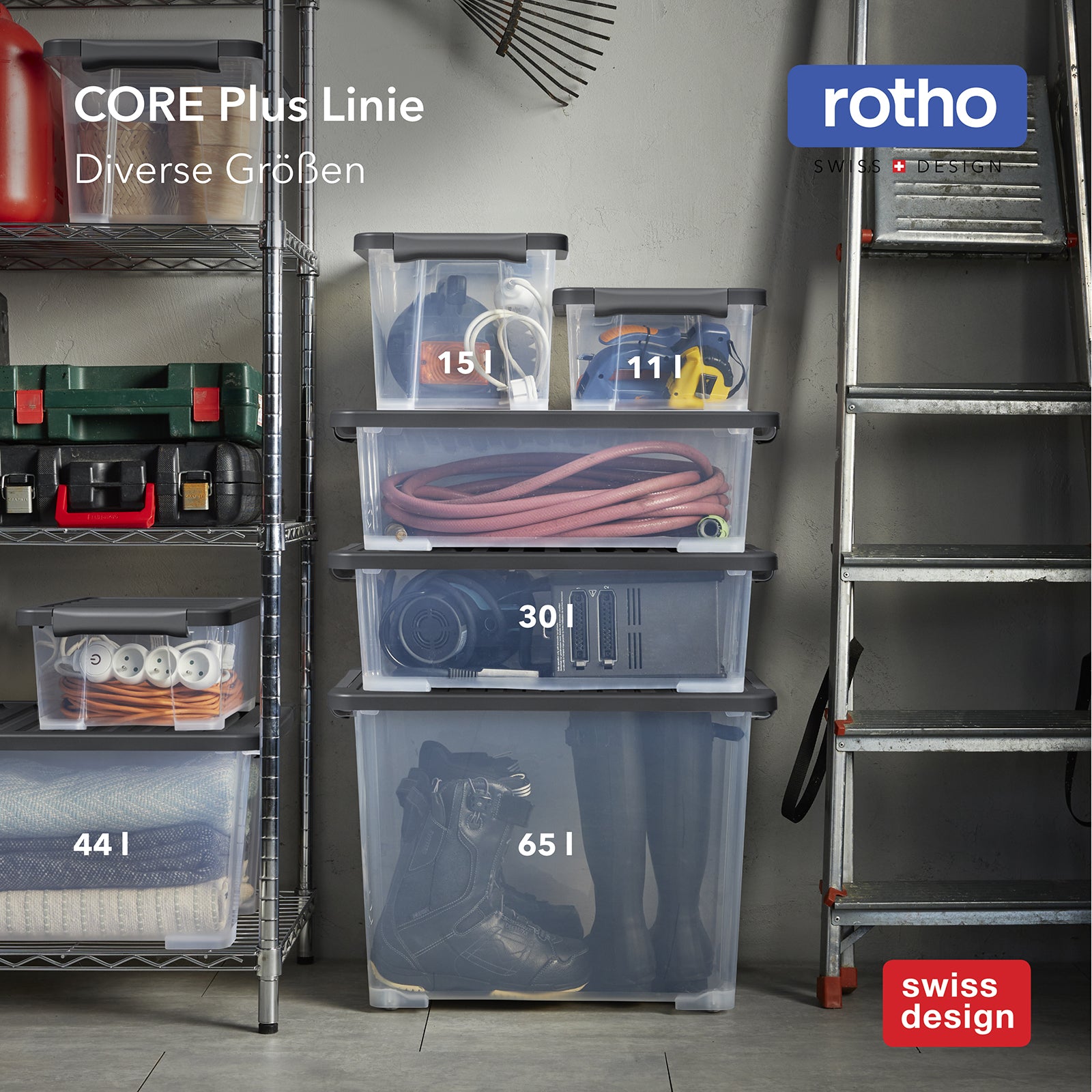 rotho-core-plus-boxen-set-30-l-4-tlg-schwarz-stapelbar image 8