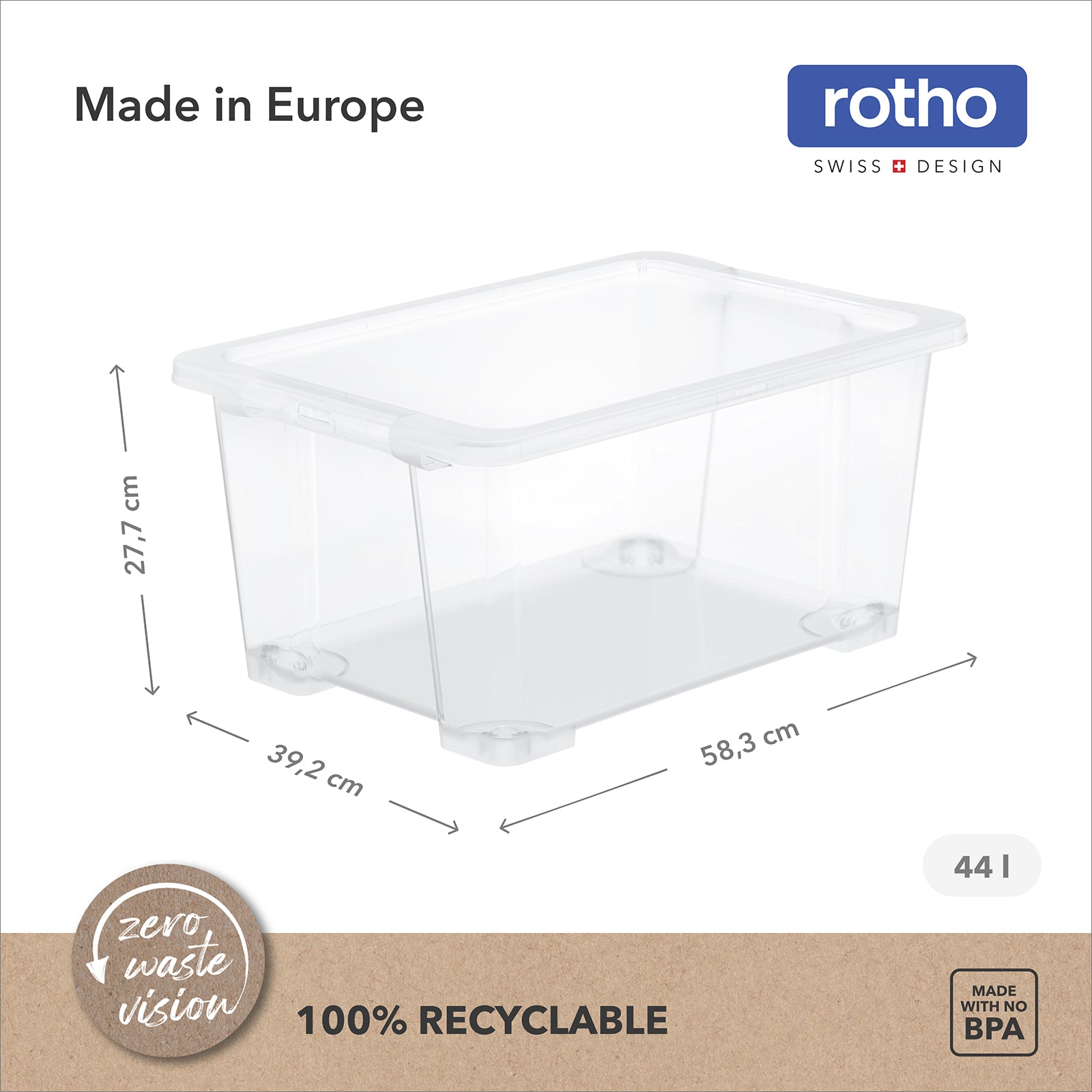 rotho-core-basic-box-44-l-transparent-4er-set-stapelbar image 3