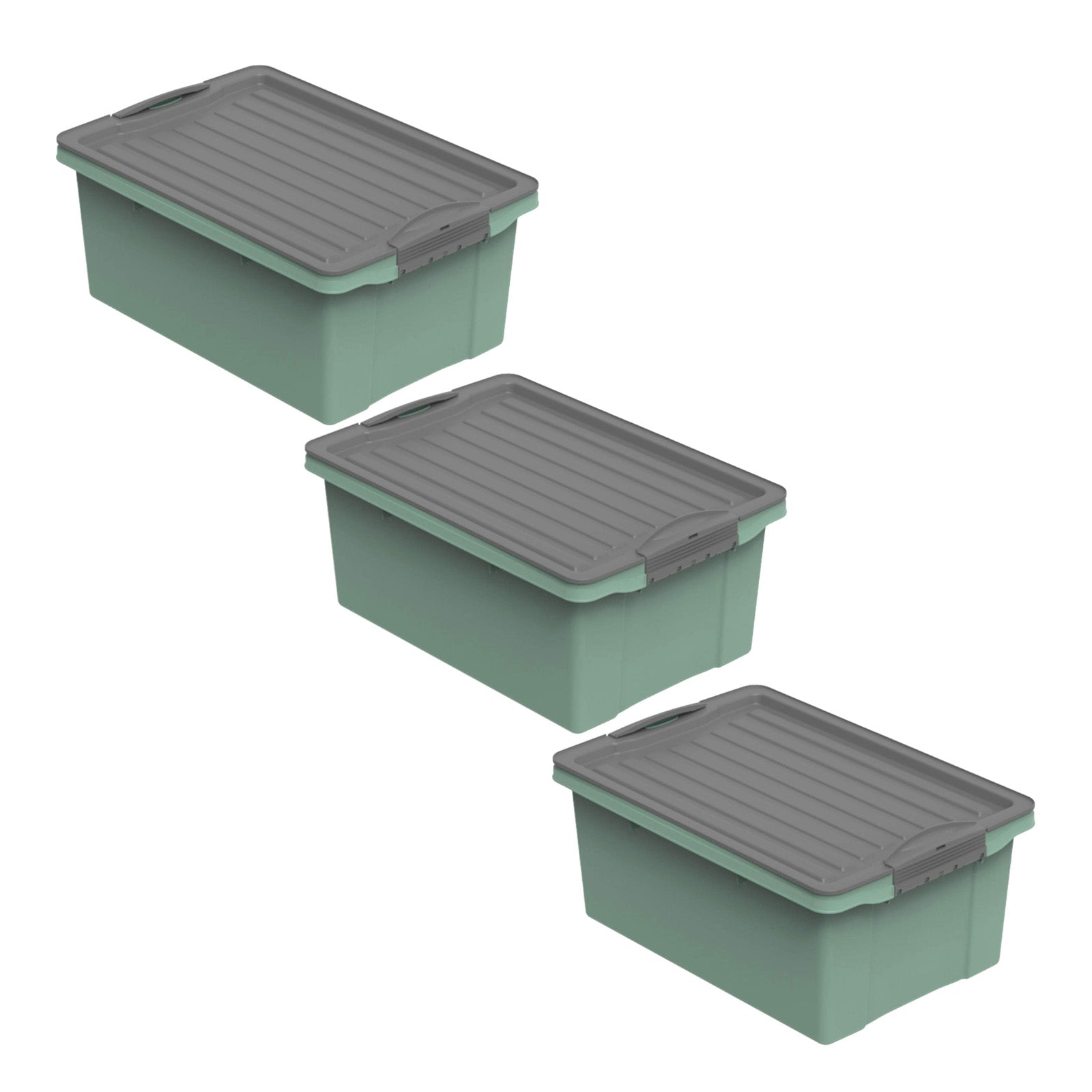 rotho-compact-stapelbox-13l-3er-set-gr-n-mit-deckel image 1