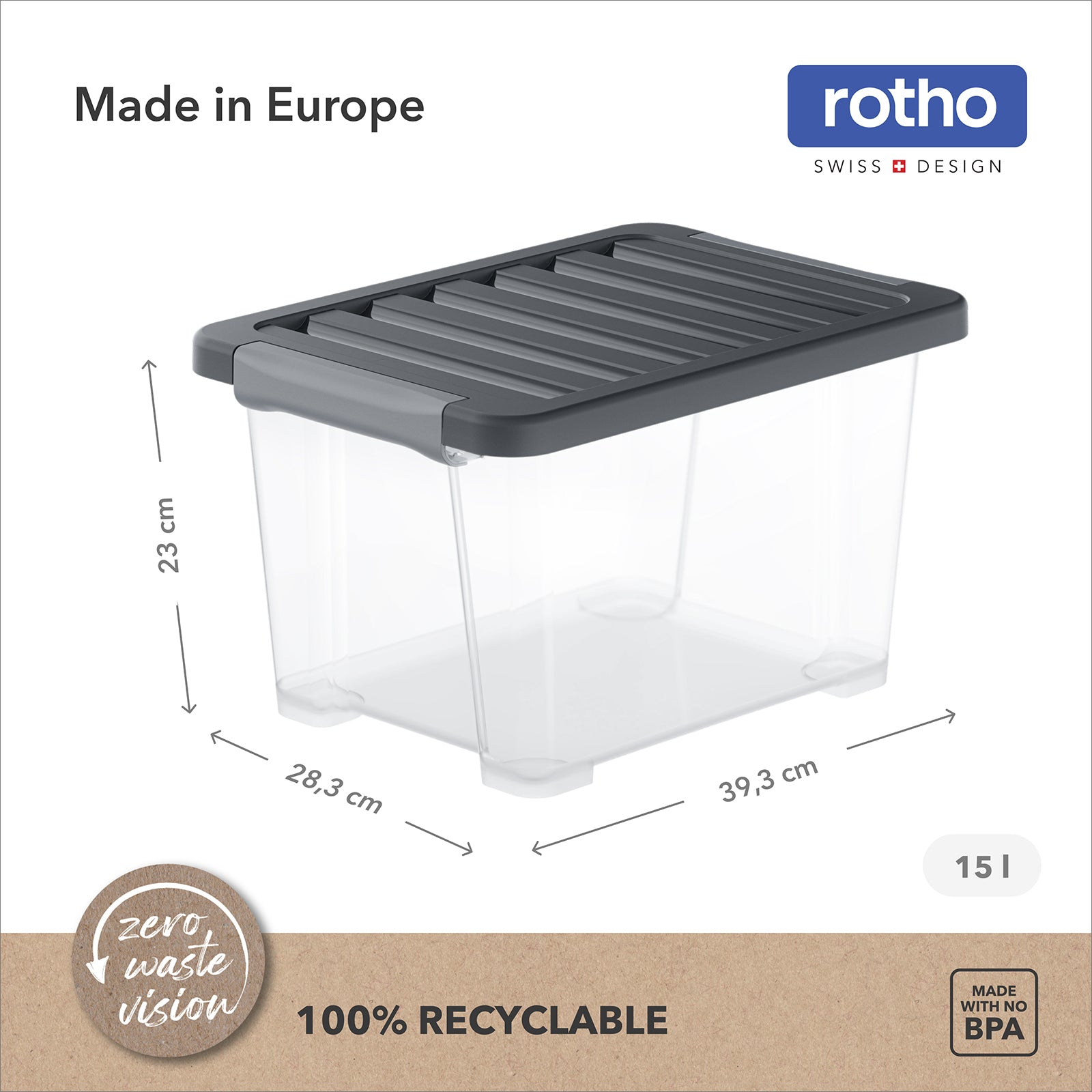 rotho-core-pro-box-15-l-4er-set-holzkohle-mit-dichtung image 3