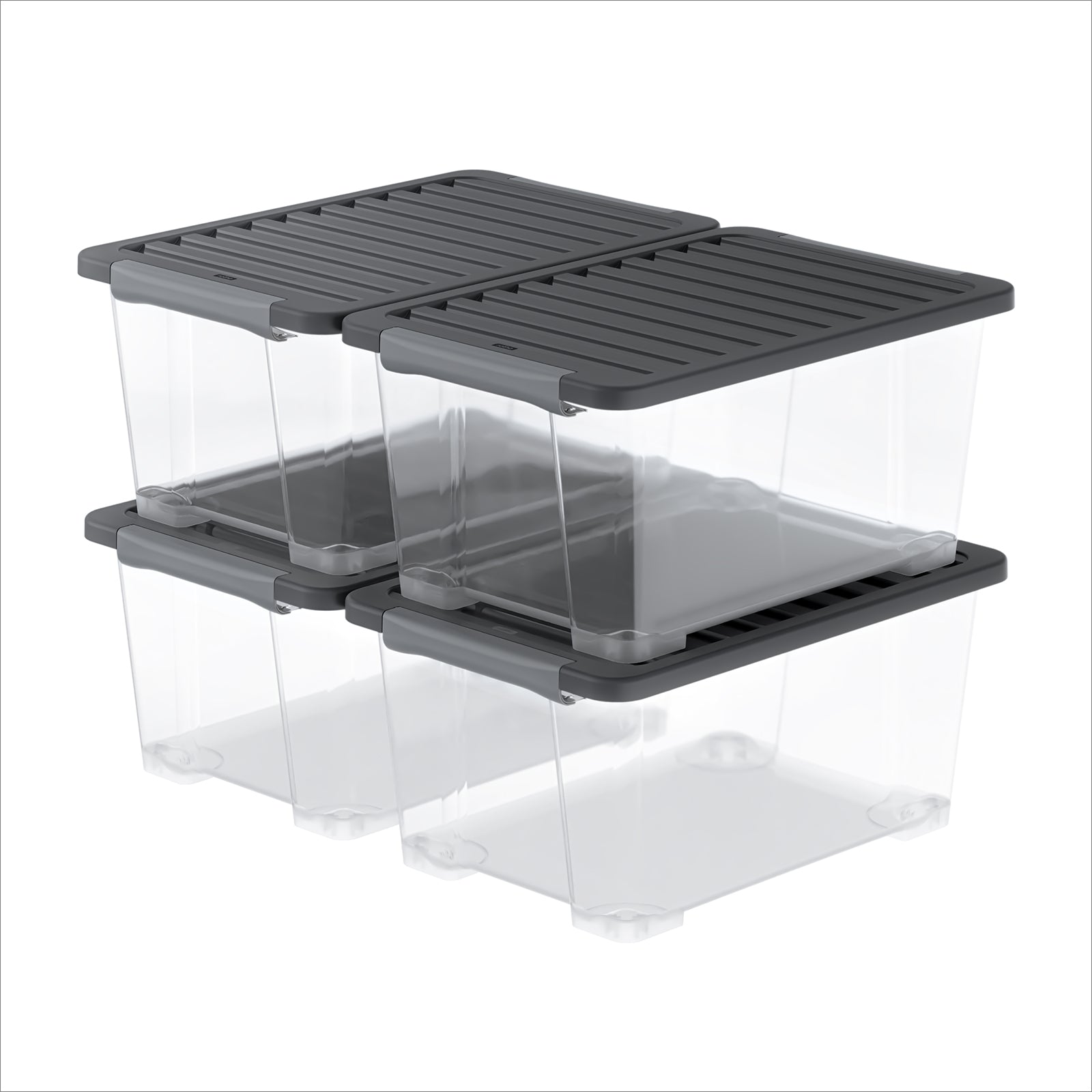 rotho-core-plus-boxen-set-4x-44-l-aufbewahrungsbox-schwarz-stapelbar image 1