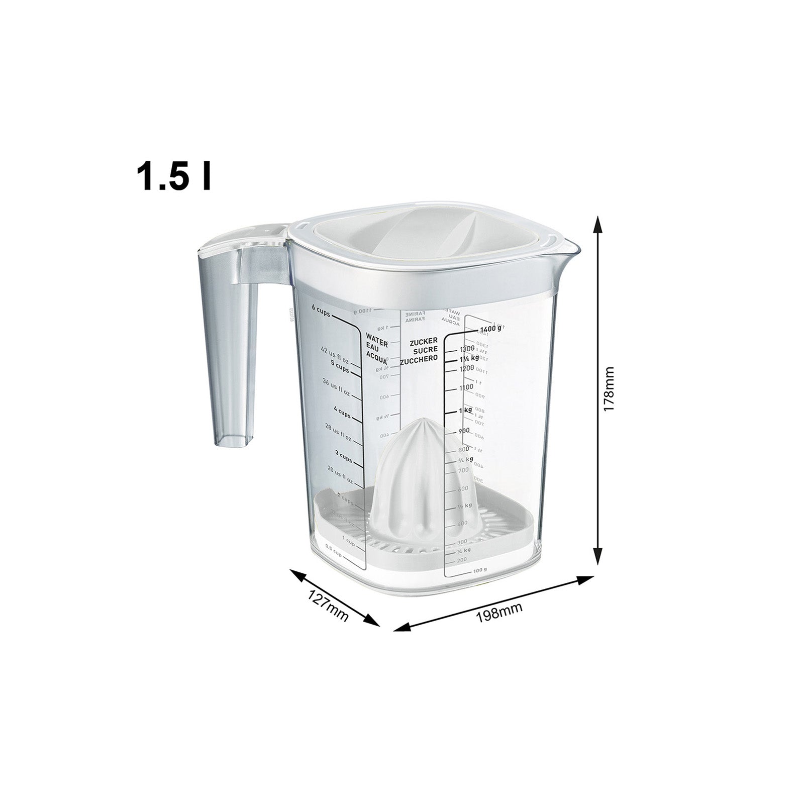 rotho-loft-back-messbecher-1-5l-horizon-blau-mit-reibe-transparent image 2