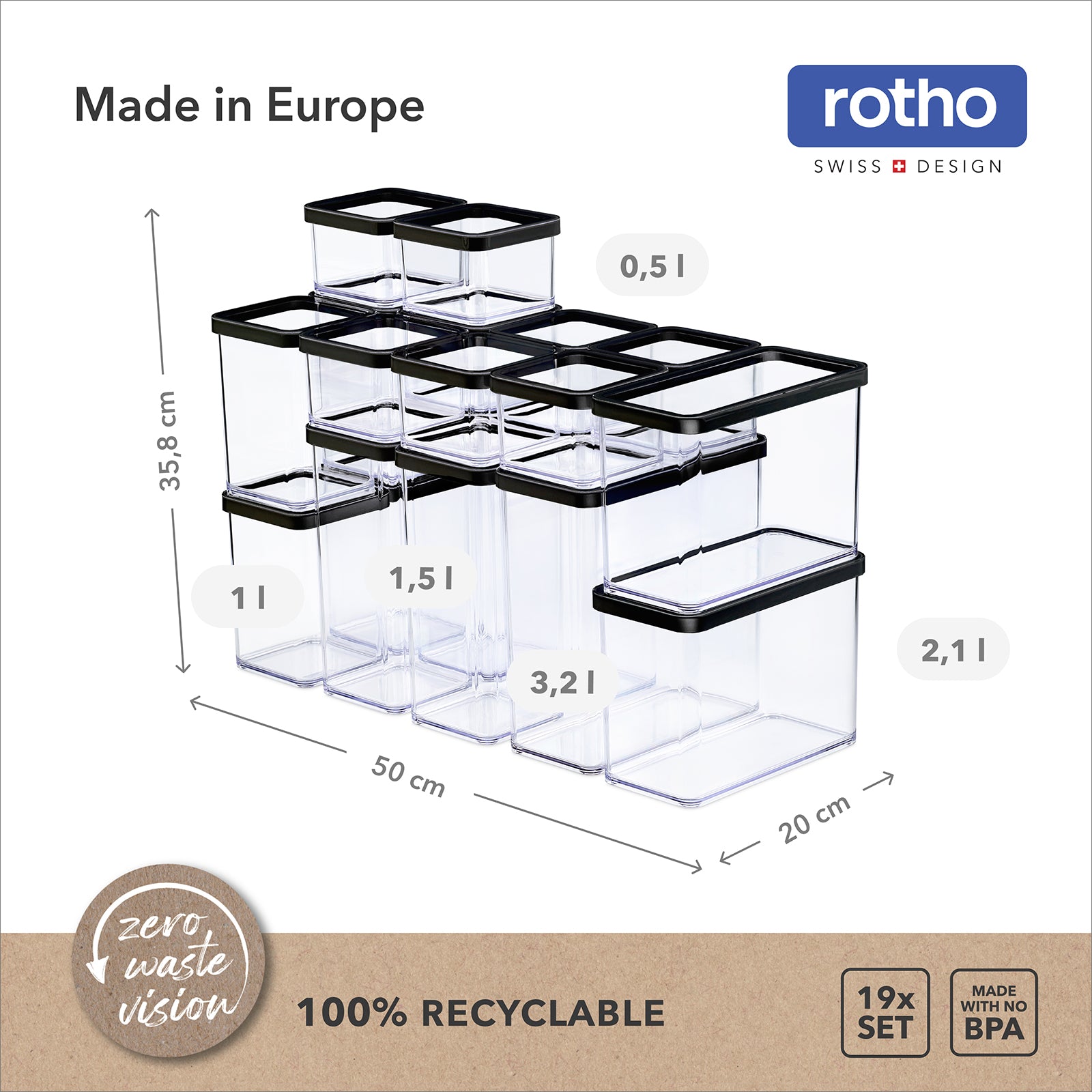 rotho-loft-set-premium-dosen-19-tlg-vorratsdosen-transparent-wei-luftdicht image 3
