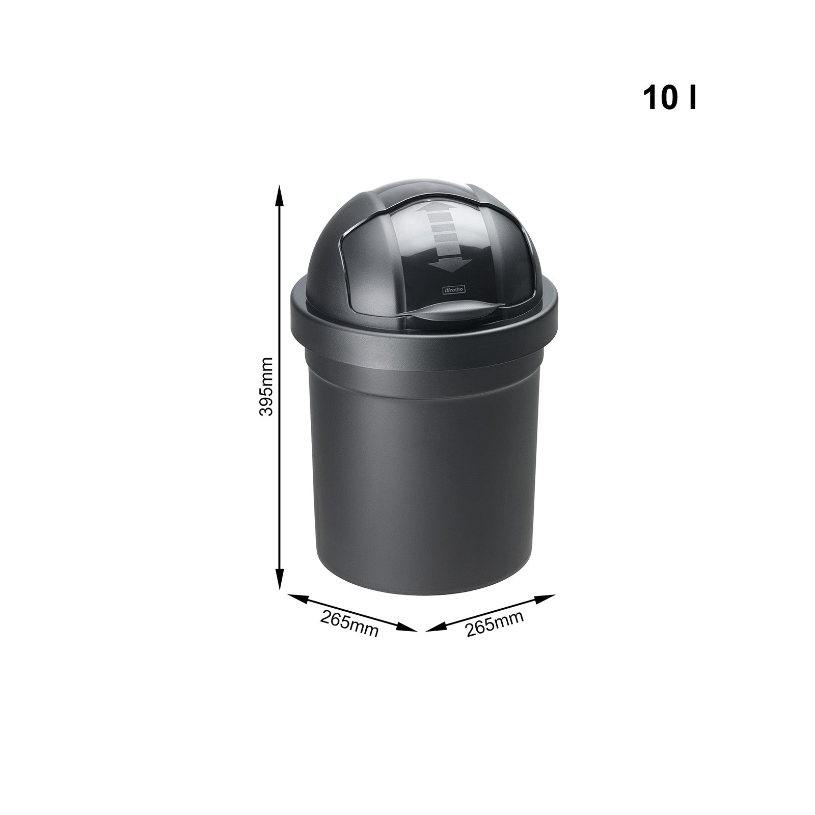 rotho-roll-bob-abfalleimer-10l-m-lleimer-schwarz-klappdeckel image 6