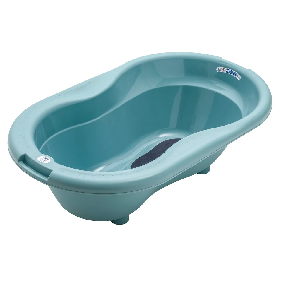 rotho-top-baby-badewanne-wei-mit-ablauf-und-matte image 1