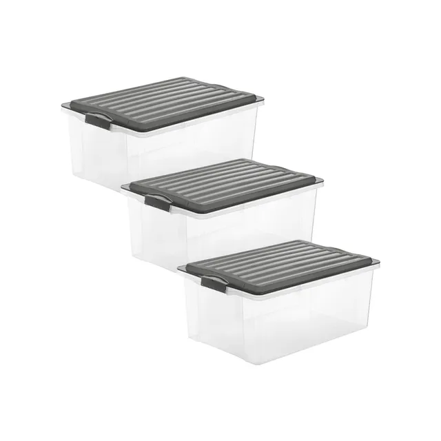 rotho-compact-3er-set-box-38-l-aufbewahrungsbox-anthrazit-stapelbar image 1