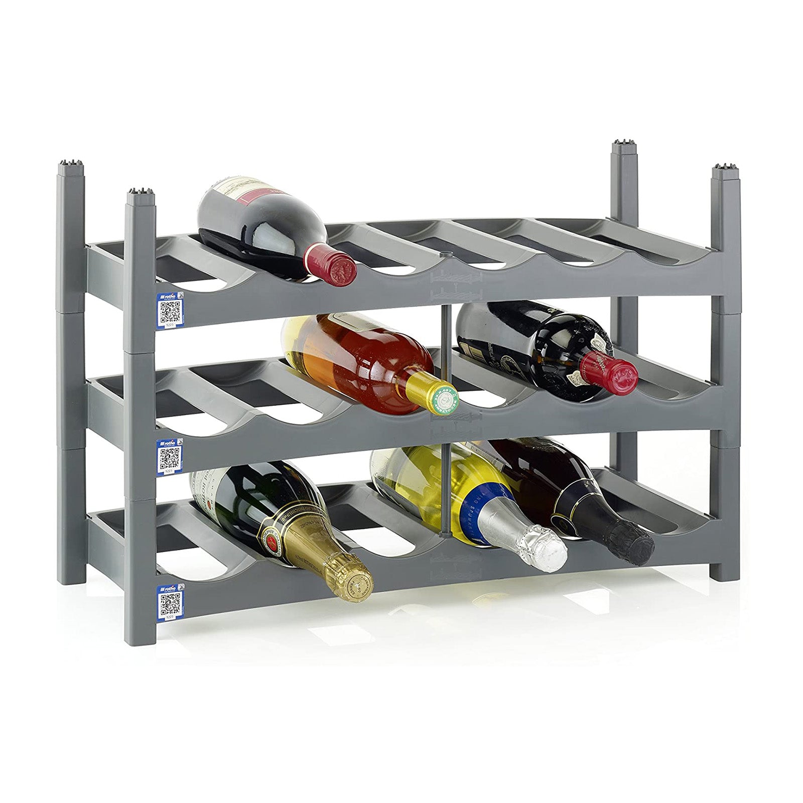 rotho-vario-flaschenregal-6-flaschen-anthrazit-stapelbar image 3