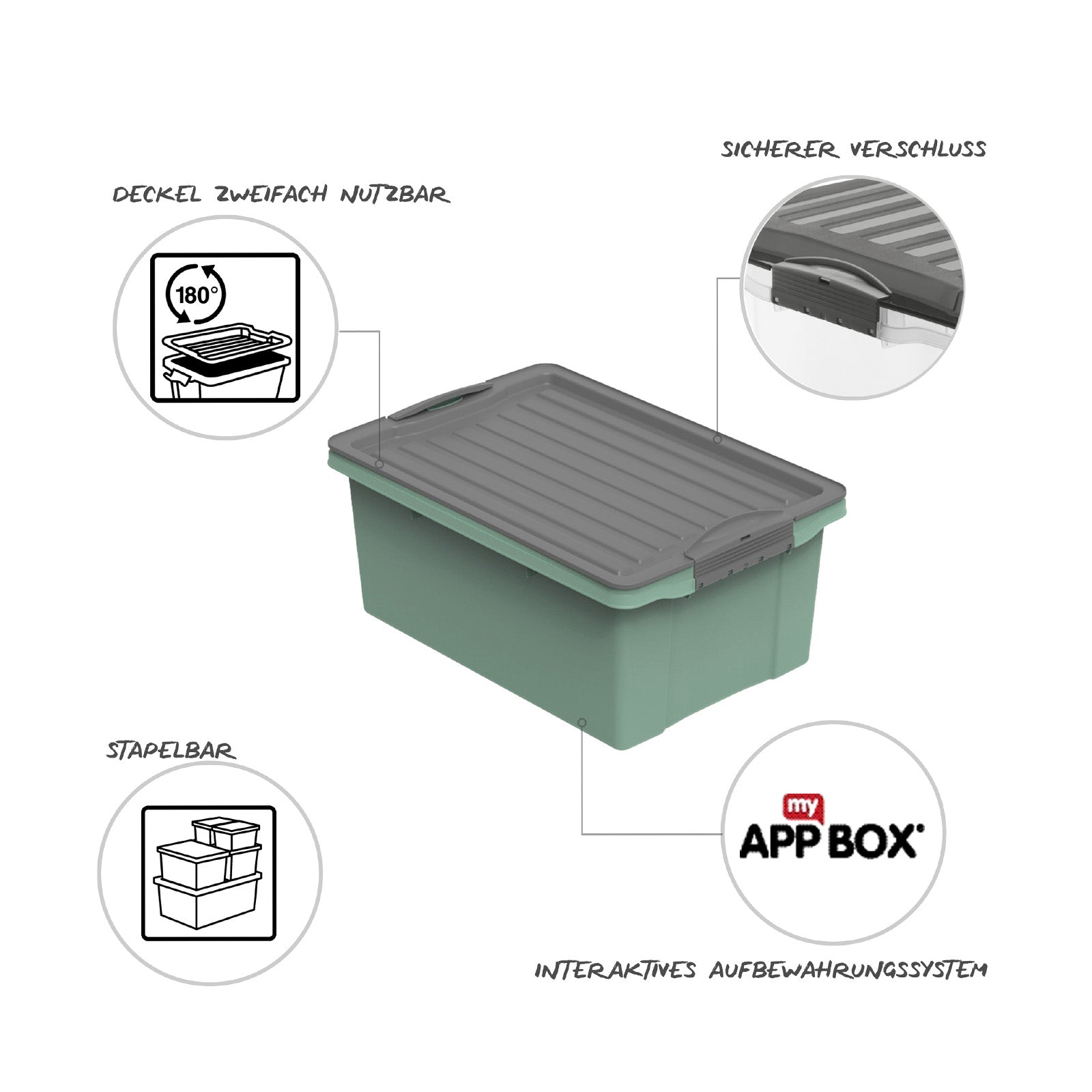 rotho-compact-stapelbox-13l-3er-set-gr-n-mit-deckel image 5