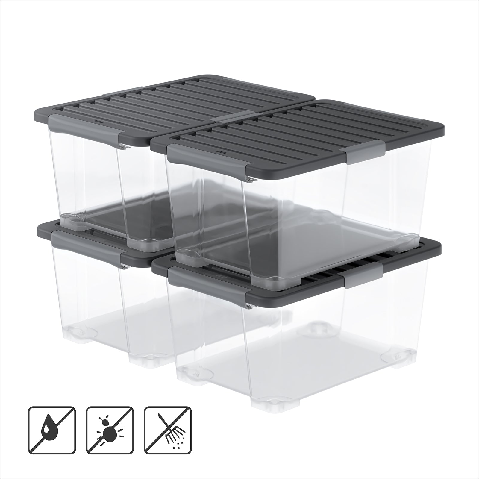 rotho-core-pro-boxen-44-l-4er-set-schwarz-mit-dichtung image 1