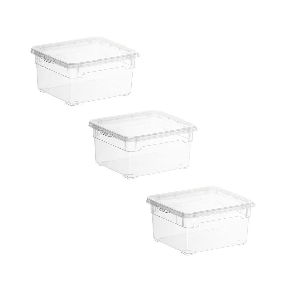rotho-clear-box-small-3er-set-transparent-mit-deckel image 1