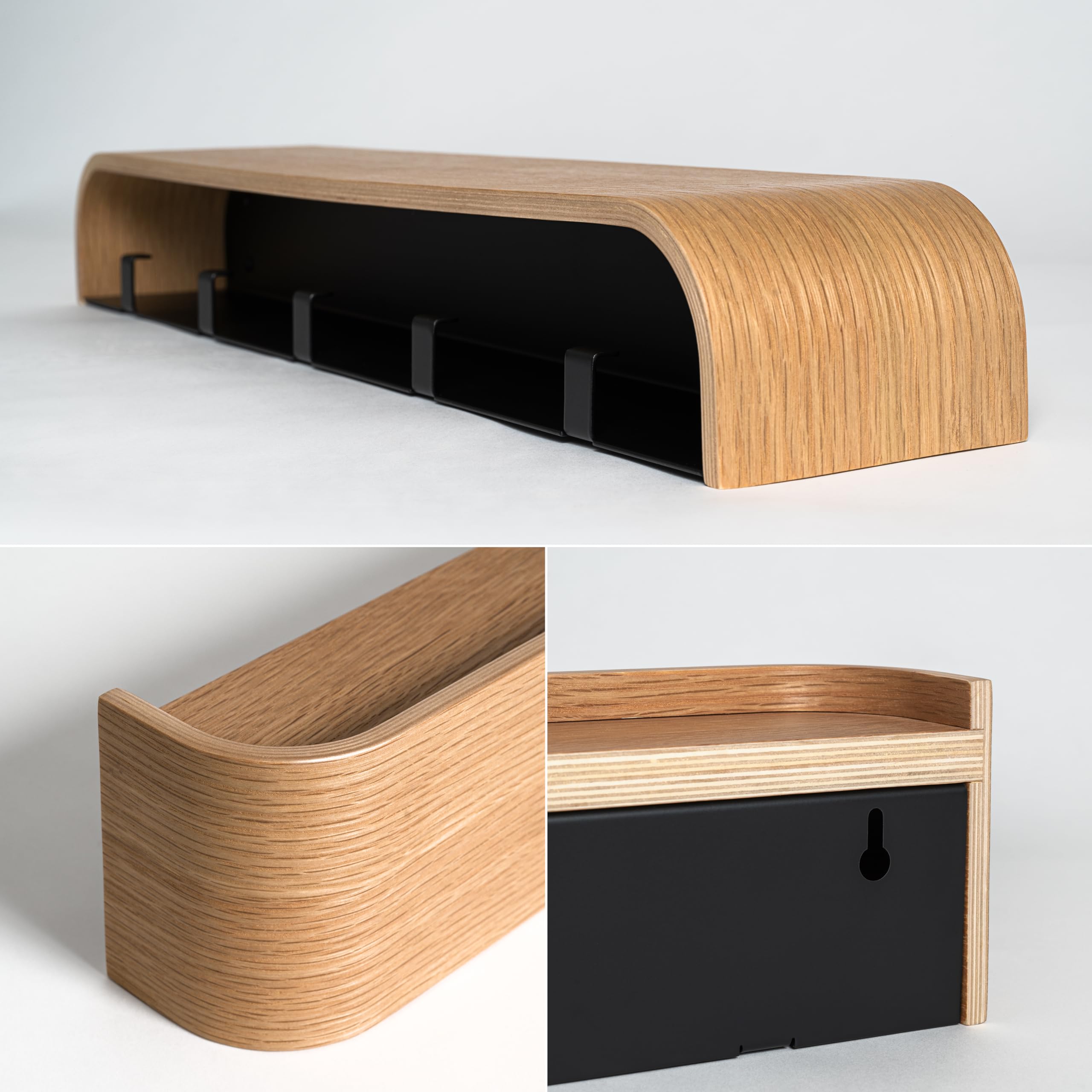 kazai-toke-wandgarderobe-eiche-5-haken-massivholz image 4