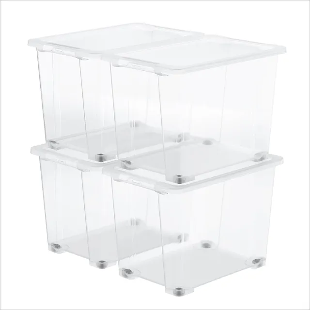 rotho-core-basic-box-65l-aufbewahrungsbox-4er-set-transparent image 1