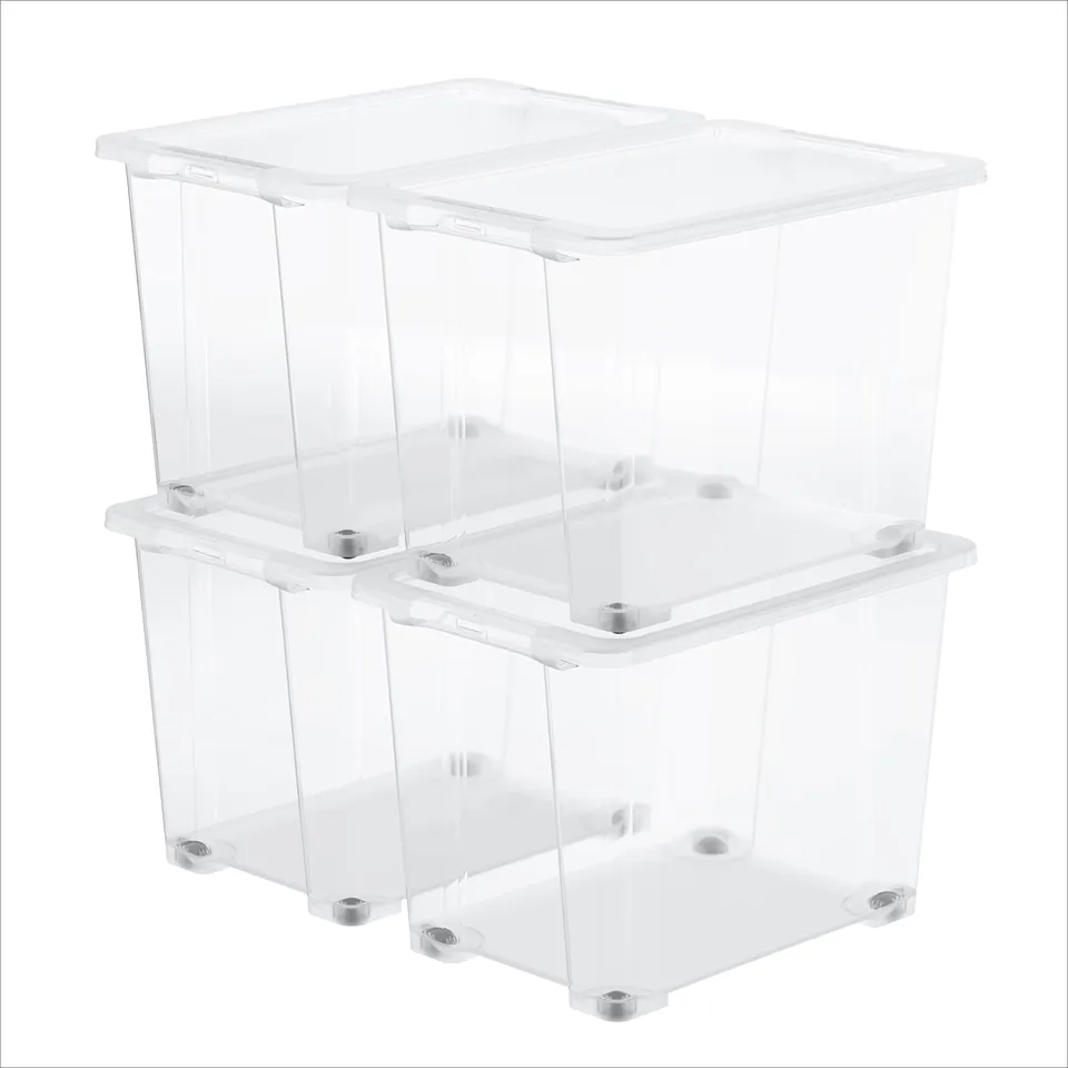 rotho-core-basic-box-65l-aufbewahrungsbox-4er-set-transparent image 1