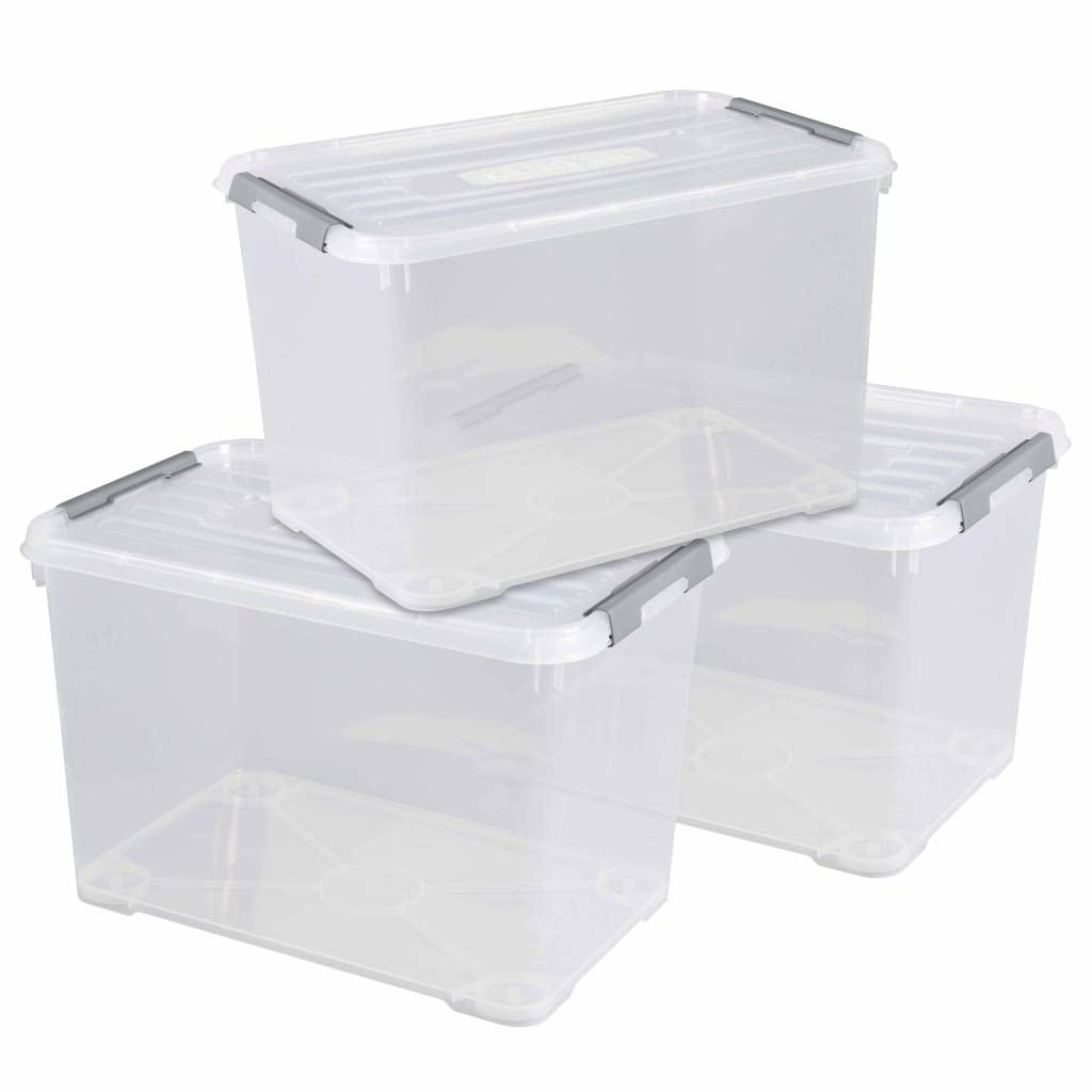 curver-handy-box-35l-aufbewahrungsbox-transparent-3er-set-stapelbar image 1