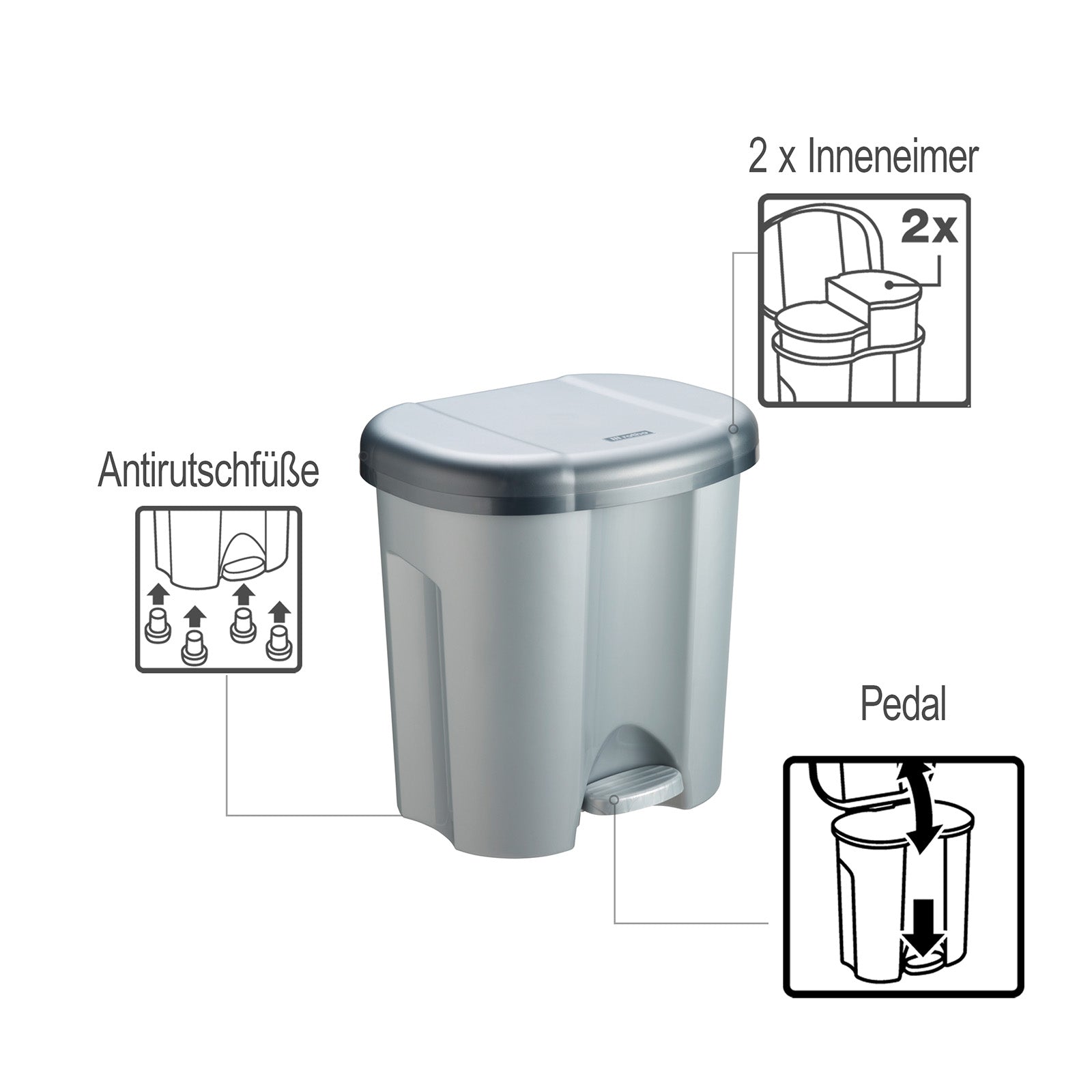 rotho-duo-abfalleimer-2x10-l-schwarz-treteimer-deckel image 5
