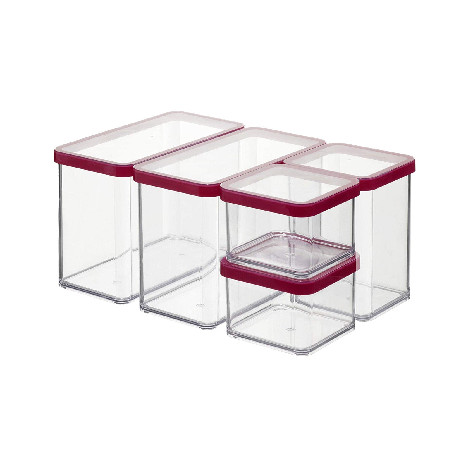 rotho-loft-vorratsdosen-5er-set-transparent-rot-aromadicht image 2