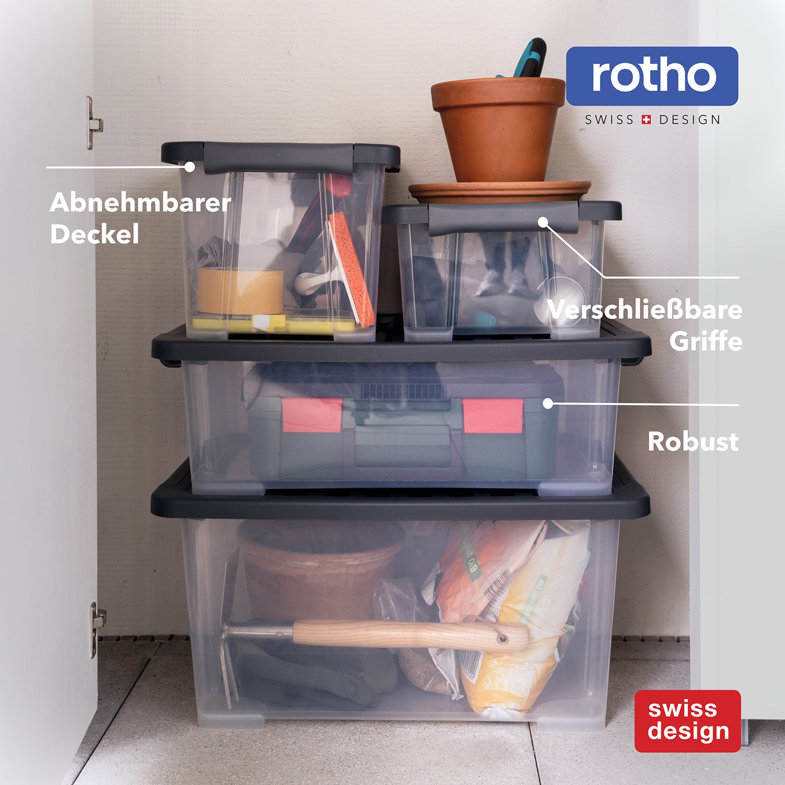 rotho-core-plus-boxen-set-4x-44-l-aufbewahrungsbox-schwarz-stapelbar image 5