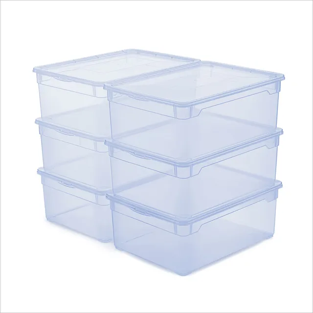rotho-clear-aufbewahrungsbox-10-l-6er-set-blau-transparent image 1